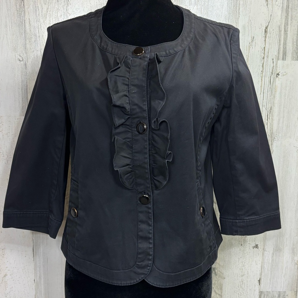 Talbots Stretch Cotton Ruffle‎ Bib Jacket